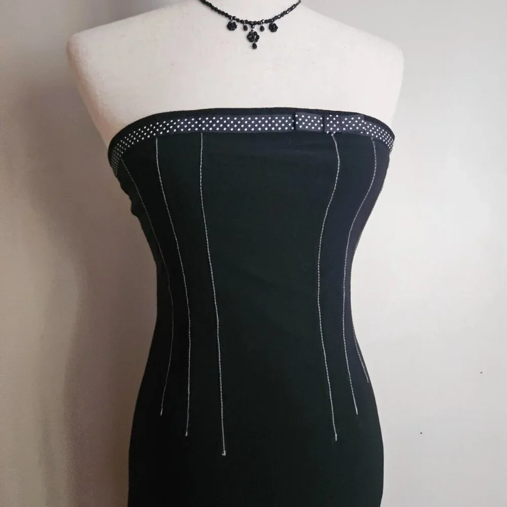 Vtg My Michelle Strapless Corset Dress Size 3/4 y2K Cocktail Grunge Casual Polka - Picture 2 of 5